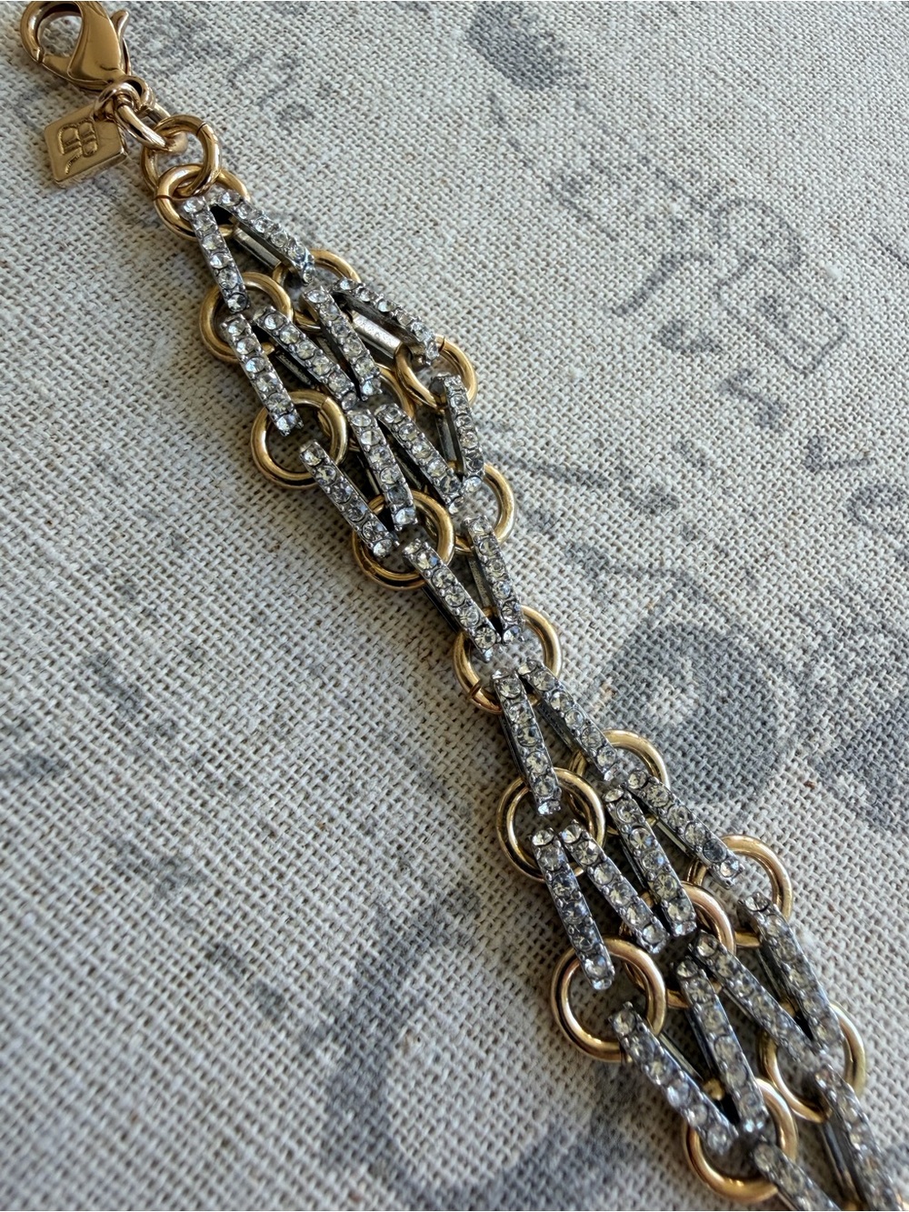Banana Republic Two-Tone Crystal Link Bracelet in Gold & Silver